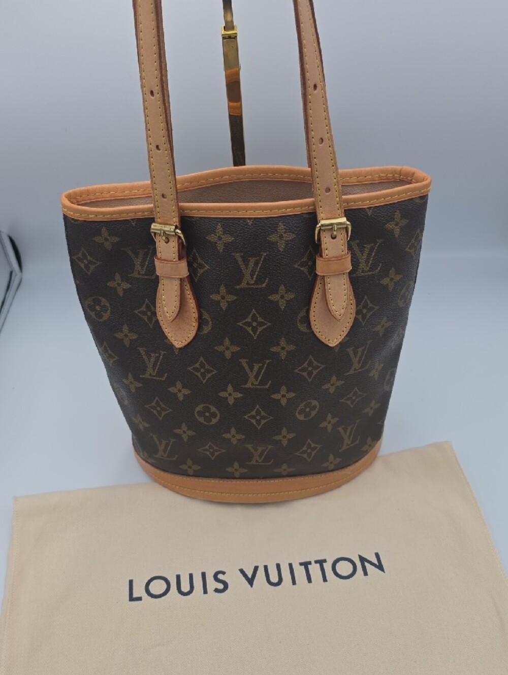 Louis Vuitton Brown Signiture Mono Canvas Petite Shoulder Bucket Bag (EUC)COA✨️ - Picture 5 of 16